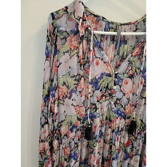 Anthropologie The Marais Printed Chiffon Maxi Dress Womens L Floral Boho Maxi - Picture 2 of 12